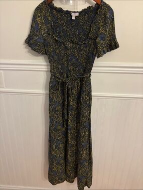 Chelsea28 Navy and Yellow Floral Maxi Dress
